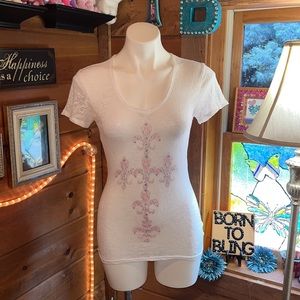 8241 Ranch Beautiful white top sheer w/pink cross